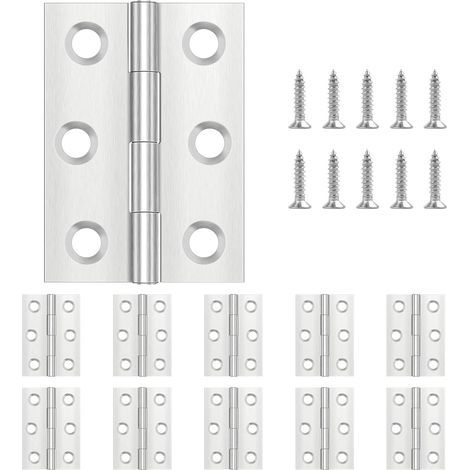 Paquete de 20 bisagras plegables de 44 mm × 31 mm, de acero inoxidable, tipo piano, pequeñas, para puertas, ventanas y armarios, con 120 tornillos. (1/5)