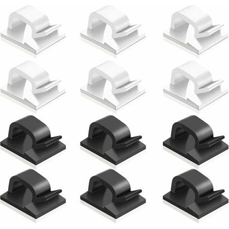 Clips et attache-cables murales 60 pcs clips de cable adhésif,plastique organisateurs de cordon de cable Clip de gestion Étiquette (1/5)