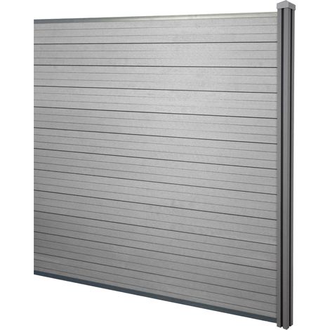 [NON UTILIZZATO] Pannello supplementare frangivento fendivista privacy Sarthe WPC 190cm grigio (1/5)