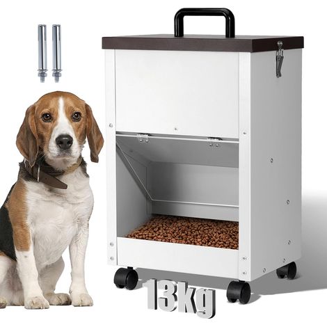 Automatic Dog Food Dispenser, 30 LB Large Gravity Breed Dog Food Dispenser Outdoor Large Metal Galvanized Pet Food Dispenser