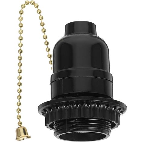 Douille E27 Avec Interrupteur À Tirette En Bakélite Lampe À Chaînette Lampe De Table Et Lampadaire Noir 7.2 X 7.2 X 7.2 Cm (1/5)