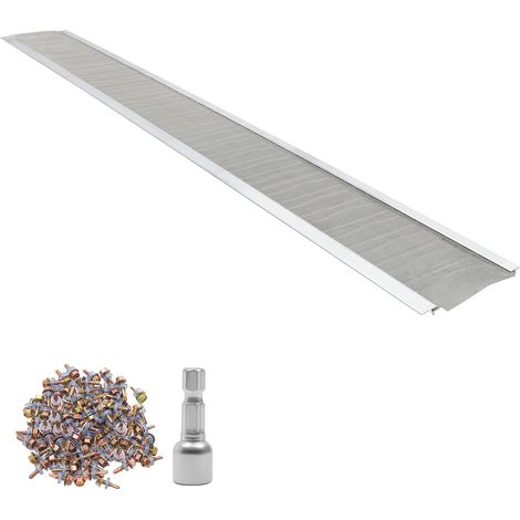 Mophorn Grille de gouttière 127 mm, protection en alliage d'aluminium avec micro-maille en acier inoxydable, longueur totale de 14,63 m, idéale contre les feuilles, lot de 12 avec vis incluses (1/5)