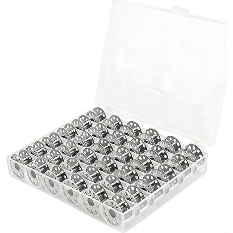 36 Pcs Metal Sewing Machine Bobbins, Empty Sewing Bobbins, Metal Bobbins, Metal Sewing Machine Spools, Sewing Machine Bobbin Box with Transparent Storage Box (1/5)