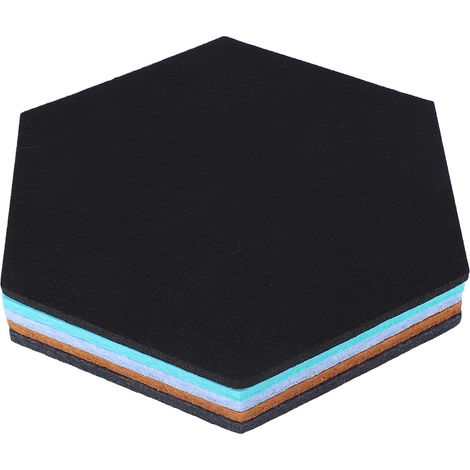 Lot de 5 panneaux feutrine hexagonale couleurs assorties, adhésif polyester, tableau d'affichage mural pour maison école bureau (1/5)