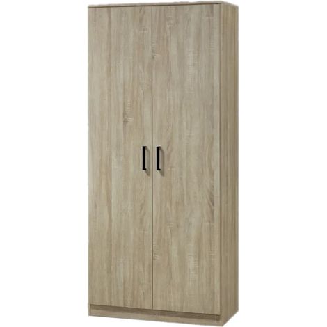 Armario DALAMAN de 2 puertas, roble Sonoma, manijas grises, estilo contemporáneo