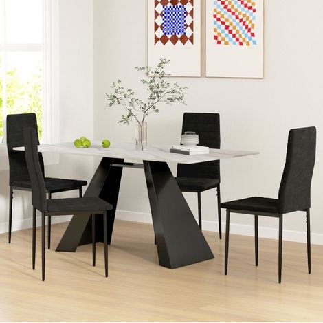chaise salle a manger lot 4 gain de place métal noir OKMYHOME (1/5)