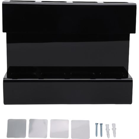 Porte-pailles mural adhésif en acrylique avec trous de drainage pour placard porte ou plan de travail cuisine, organisation rangement pailles réutilisables noir (1/5)