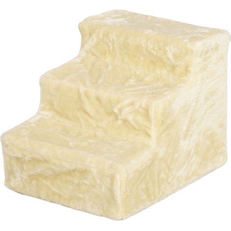 Escalier pour chien à 3 marches avec housse amovible et lavable, rampe pour lit ou canapé, 46 x 35 x 35 cm, beige (1/5)