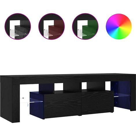 Meuble TV avec éclairage LED en chêne noir 140 x 36,5 x 40 cm bois composite vidaXL (1/5)