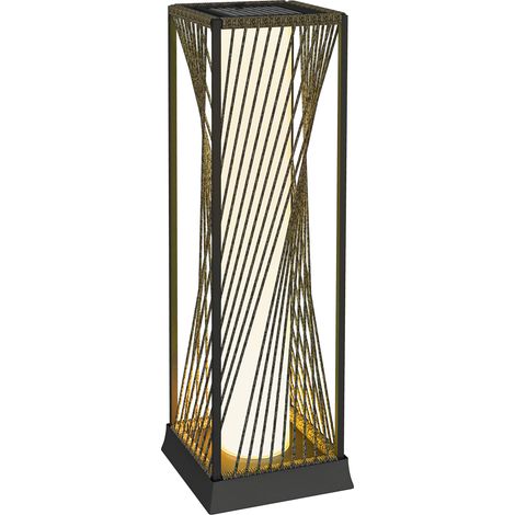 Lampada da terra solare per esterni in resina intrecciata, ricaricabile senza fili con sensore di luce, 77 cm, grigia