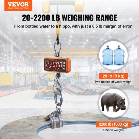 Balance Suspendue Industrielle 1000 kg Balance à Grue Numérique Robuste avec Télécommande Boîtier en Fonte Aluminium Écran LED Haut… (1/5)