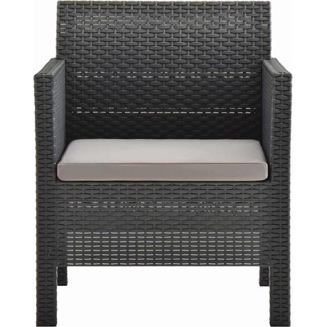Maison Exclusive - Sedia da giardino con cuscino antracite 63x65x76 cm PP Rattan (1/5)