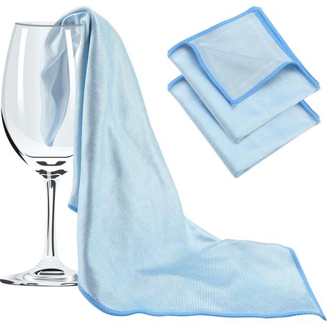 Paño de microfibra para limpiar cristales (5 unidades), rectangular, sin pelusa, 60 x 40 cm, para espejos, cocina y coche, color azul