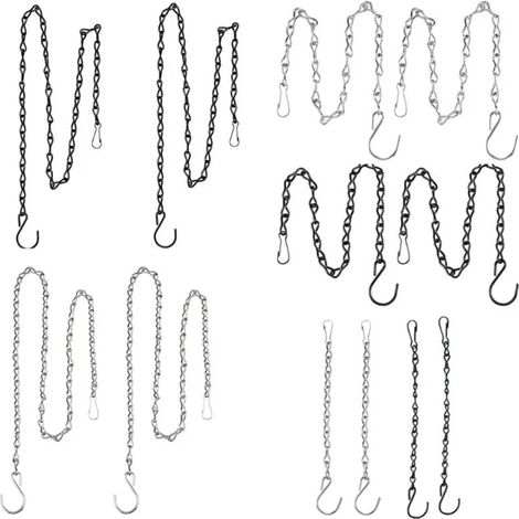 (Y5GA5AC403164-BK-50) 2 chaînes de suspension pour pots de fleurs, paniers, mangeoires à oiseaux, jardinières, lanternes, décorations, suspensions pour plantes