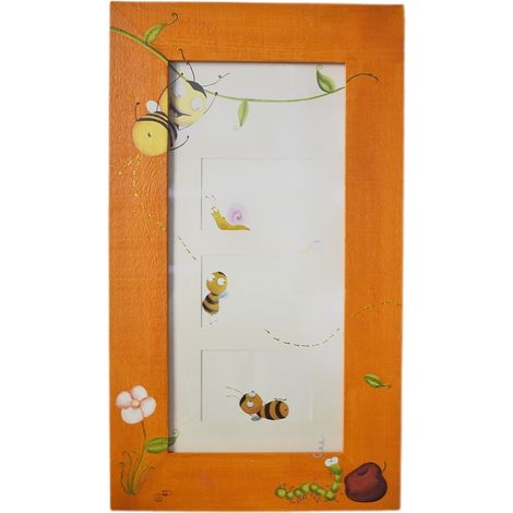 Portafoto quadro da muro parete cornice arancio per 3 collage 10x15 camera bimbi bambini bellissimo e particolare (1/5)