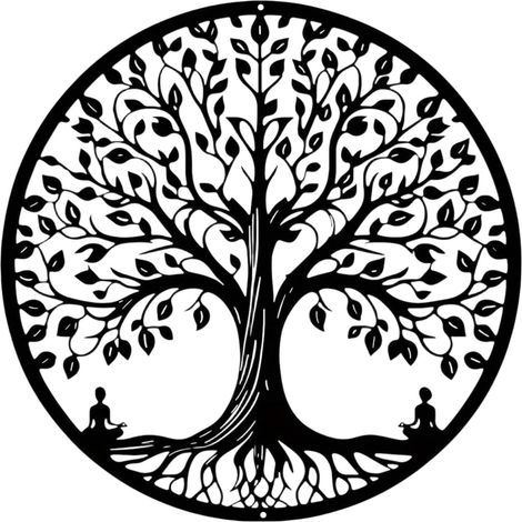 Decoration Murale Metal Arbre de Vie 30 x 30 cm Art Mural contemporain salon chambre bureau jardin cadeau idéal foncé (1/5)