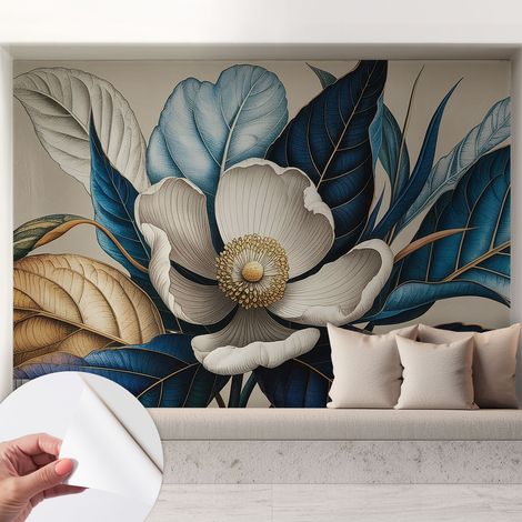 Selbstklebende Tapete modern Wohnzimmer - Wanddeko Schlafzimmer - Tapete mit Motiv Elegante Flora 208x146 cm (1/5)
