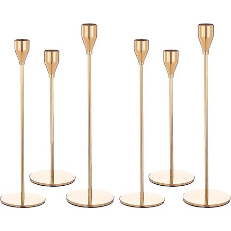 6 Pcs Dors Chandelier Dor Mtal, Compatibles Avec Bougies Coniques De 3/4 Pouces D'paisseur, Support Dcoratif En Mtal Pour Mariage, Dner, Fte, Dcor (1/5)
