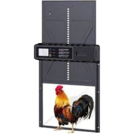 Porte de poulailler automatique minuterie à énergie solaire IP45 étanche, Porte Automatique Poulailler en Aluminium avec Minuterie, Ouvre-Porte Vertical (Fonctionne uniquement sur piles) (1/4)