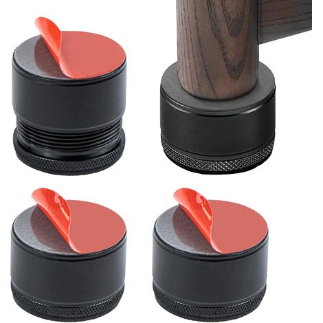 4 Pieds de Meubles Réglables, Pied de Meuble Reglable en Hauteur de 2,7-4,0 cm, Pied Meuble Métal Noir Adhésifs, Rehausseur Meubles Universels pour Canapé, Lit, Armoire, Chaise, Table (1/5)