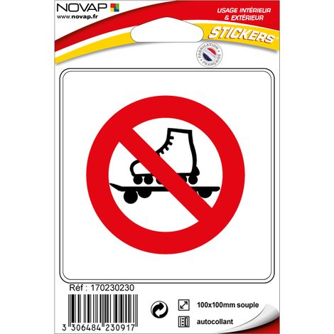 Stickers adhésif - Roller et skateboard interdit - 4230917