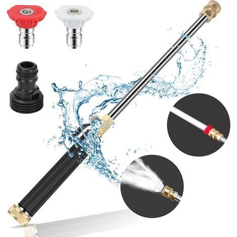 Jet Nozzle Power Washer pour tuyau d'arrosage avec 2 buses haute pression et raccords rapides Jet High Pressure Washer Tools (1/5)