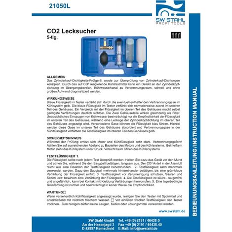 SW-Stahl 21050L Co2 Lecksucher, im Koffer, 5-teilig