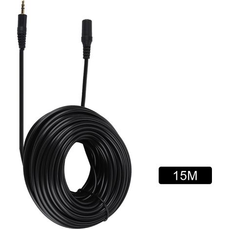 Câble d'extension audio 3,5 mm mâle vers femelle 15 mètres pour casque smartphone et haut-parleurs stéréo (1/5)