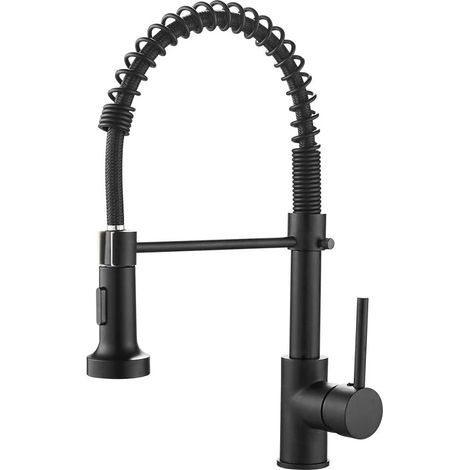 Douchette rétractable pour robinet de cuisine avec fonction pause, finition chromée 2 fonctions, raccord G1/2, buse en silicone pour un nettoyage facile (1/5)