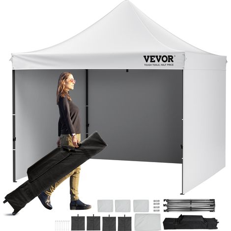 Vevor – Tonnelle pop-up 304,8x304,8 cm – Tissu argenté 500D imperméable – Protection UV UPF 50+ – Installation rapide en 1 minute