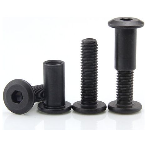 Lot de 10 Boulons de Fixation de M6 x8 mm avec Écrous Assortis Écrou de Manchon avec la Tête Ronde de Trou Hexagonal en Acier au Carbone Noir Convenant aux Sac ou Ceinture en Cuir (1/3)