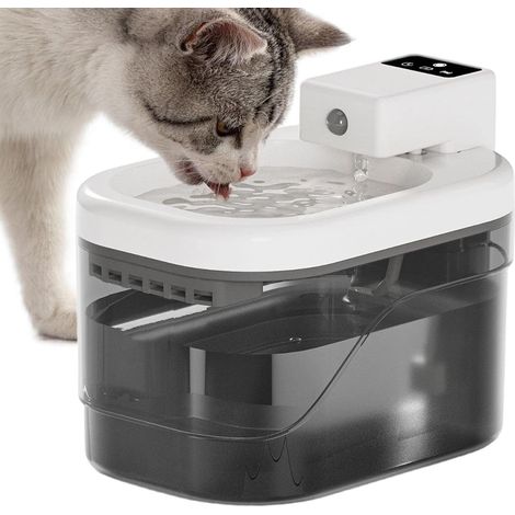 Fontaine d'eau sans fil rechargeable pour chat avec détecteur de mouvement de 2 L Distributeur d'eau automatique pour chat, pour intérieur, maison, salon, jardin, terrasse, vacances, voyage