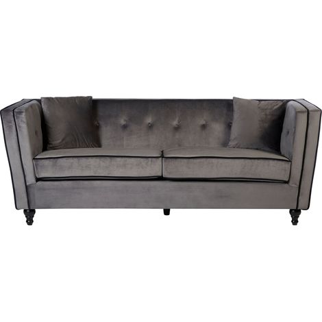 Premier Housewares Ferris Grey Velvet 3 Seat Sofa (1/5)