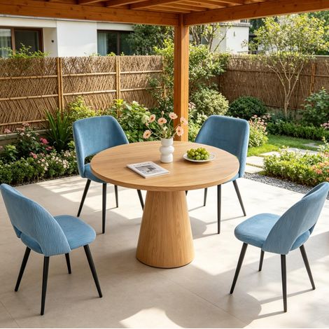 Set di 4 sedie da pranzo 48x45x80,5 cm in tessuto blu e metallo – MEUBLIV (1/5)