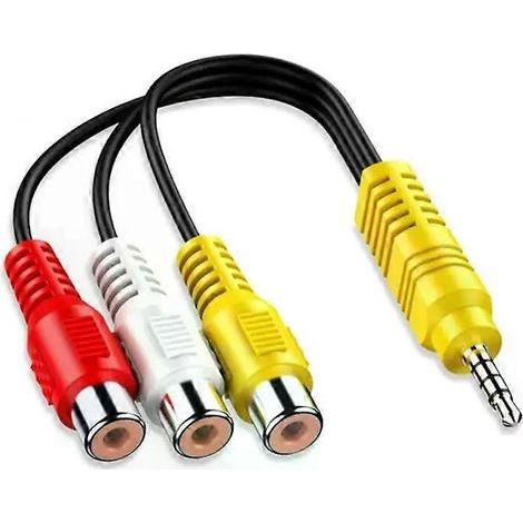 10/5/3/1 pièce pour câble RCA dédié TCL avec prise jack 3.5 mm. adaptateur auxiliaire mâle vers 3 RCA femelles. mini-adaptateur audio/vidéo stéréo AV 18 mm (1 pièce) (1/5)
