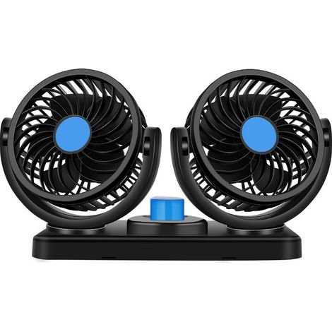 12V USB Doppelkopf-Autolüfter, großer elektrischer Lüfter, kleiner Ventilator, zwei Geschwindigkeitsstufen einstellbar (1/5)