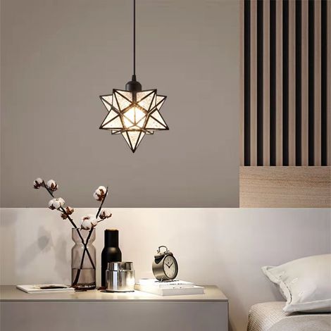 Modern Moravian Star Chandelier Transparent Hanging Star Lamp (Black) (1/3)