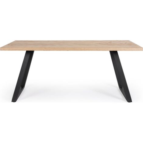 Table à manger DUKAT 180cm – MDF plaqué & pieds acier-Noir (1/5)
