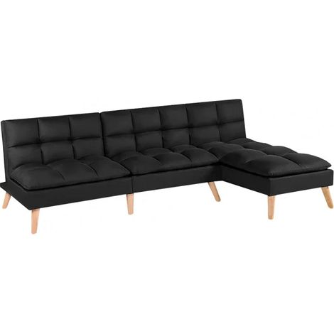 Banquette convertible angle réversible et modulable tissu noir - KURT (1/5)