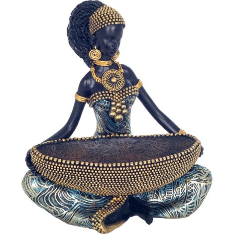Figura Africana Decorativa in Resina per la Casa, Regalo Originale e Artigianato Unico, Stile Etnico e Moderno