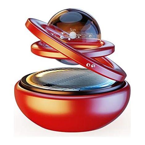 Solar Auto-Duftdiffusor mit LED • 2-in-1 Aromatherapie & Luftreiniger • Doppelter Rotationsring • Für ätherische Öle • USB/Solar-Betrieb （Farbe: Rosa）