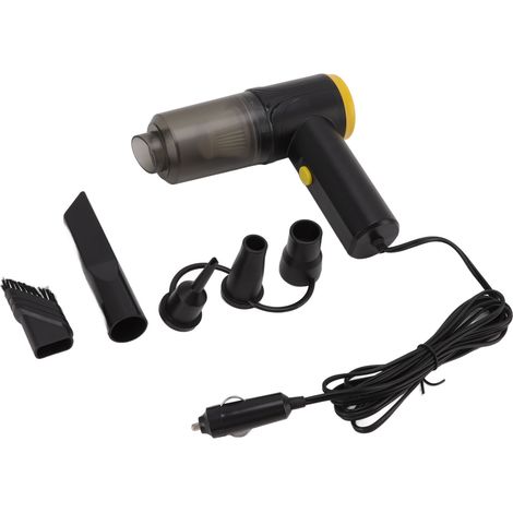 Aspirateur de voiture portable avec filtre lavable, nettoyage à 360°, gonfleur intégré, 12 V, noir. (1/5)