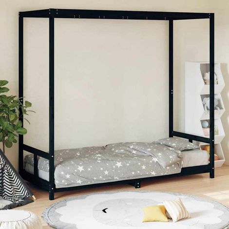 vidaXL Estructura de cama para niños madera de pino negro 80x200 cm (1/5)