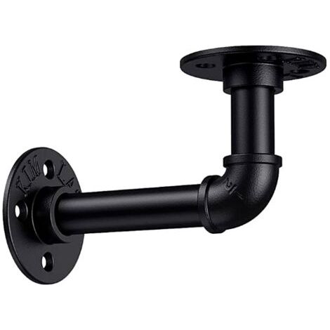 Support Étagère Industriel Tuyau, Supports pour Étagère Industrielle Vintage avec Brides 1015cm pour Bibliothèque Meubles de Bricolage Suspendus Étagère Murale Flottante-Noir