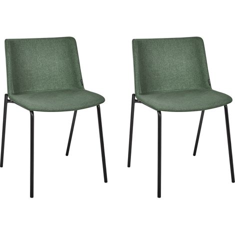 Set di 2 sedie da pranzo imbottite in tessuto poliestere verde con gambe in metallo Esbon