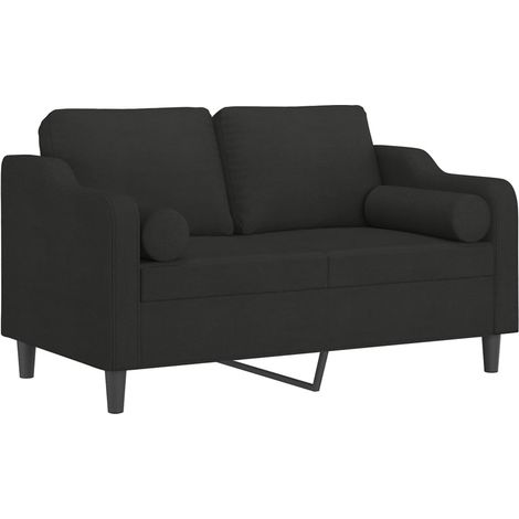 vidaXL Divano a 2 Posti con Cuscini Nero 120 cm in Tessuto (1/4)
