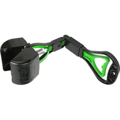 Ramasse-crottes pour animaux de compagnie multifonctionnelle à long manche, robuste, durable, pliable et portable, pour l'extérieur, verte (1/5)