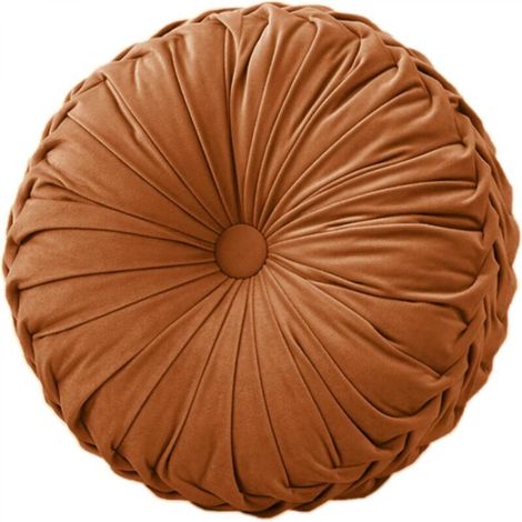 1 round brown chair cushion, 35 cm in diameter and 10 cm high. Washable seat cushion made of memory foam. (1/5)