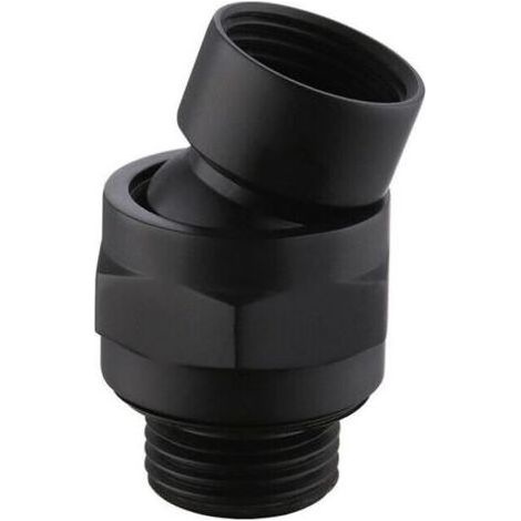 Connecteur de pommeau de Douche à Grand débit d'eau - Bras dextension réglable - Joint à rotule - Adaptateur Universel en Laiton - pour Salle de Bain - Noir (1/5)