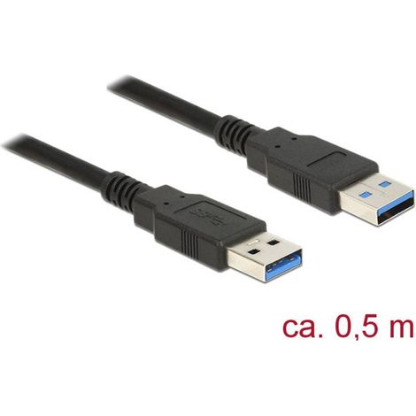 Delock Câble USB USB 3.2 Gen1 USB-A mâle, USB-A mâle 0.50 m noir contacts dorés 85059 C697831 (1/2)